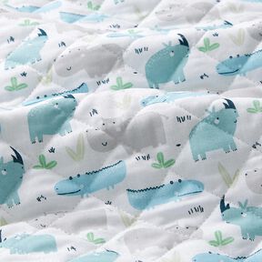 Tissu matelassé Hippopotame et rhinocéros – écru, 