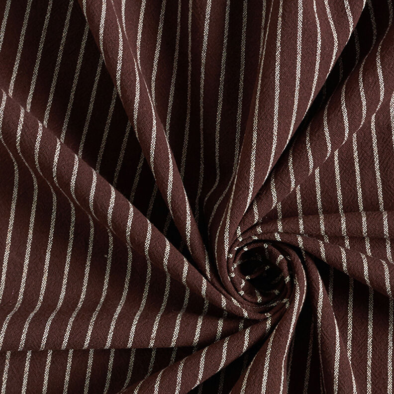 Tissu pour chemisier Coton mélangé larges rayures – marron foncé/écru, image number 3