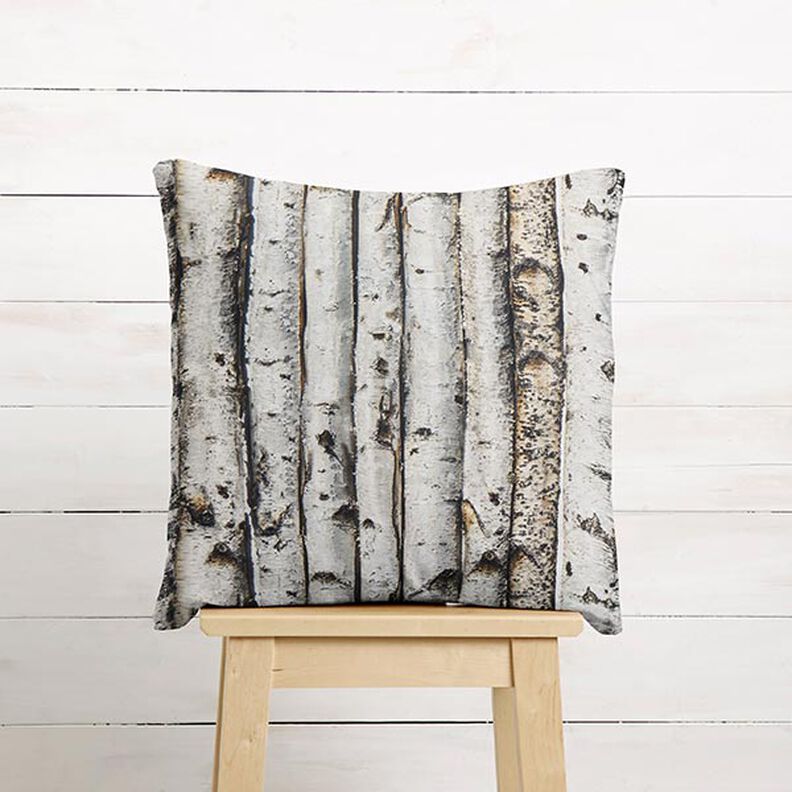 Tissu de décoration Semi-panama troncs de bouleaux – gris clair,  image number 8