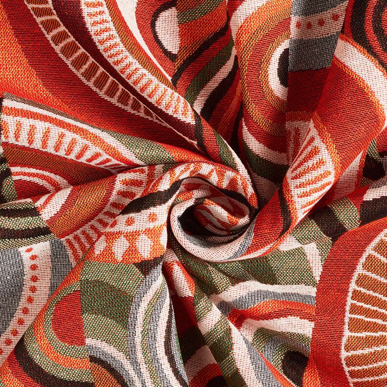 Tissu de décoration Gobelin demi-cercles abstraits – terre cuite/vert, image number 3