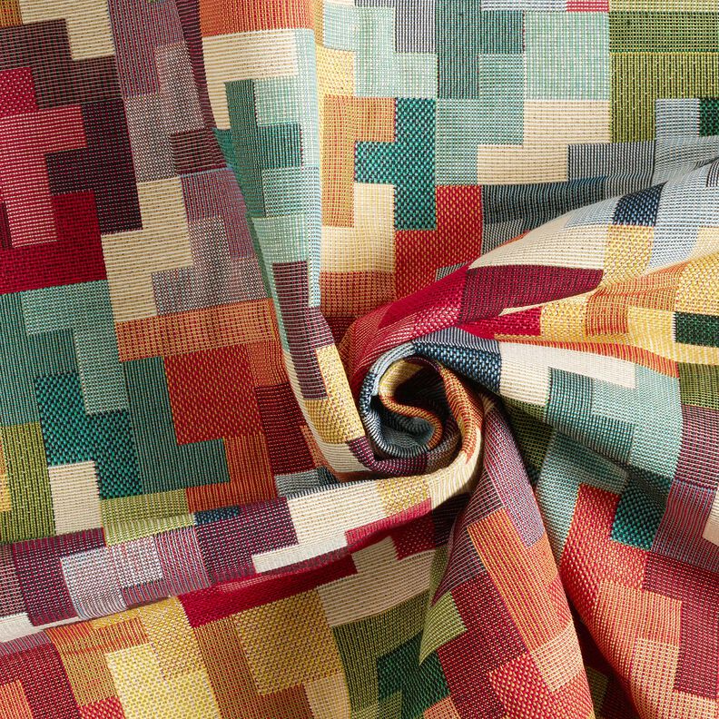 Tissu de décoration Gobelin Tetris – carmin/vert,  image number 3