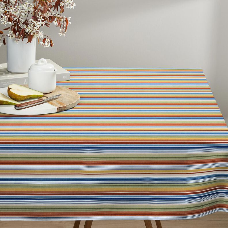 Tissu pour nappe Rayures fines – blanc/bleu, image number 7