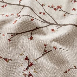 Tissu de décoration Semi-panama fleur de cerisier japonais – nature/bordeaux, 