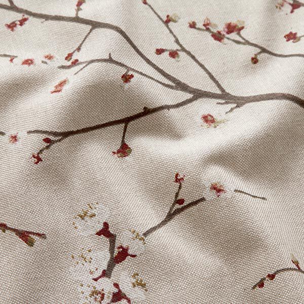 Tissu de décoration Semi-panama fleur de cerisier japonais – nature/bordeaux,  image number 2