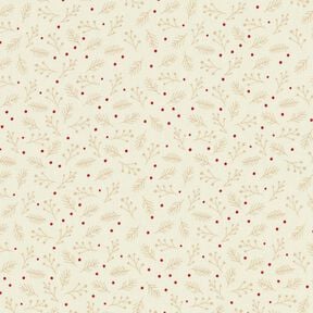 Tissu en coton Popeline Branches festives – crème, 