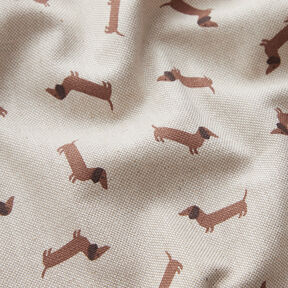 Tissu de décoration Semi-panama Teckels – nature/marron moyen, 
