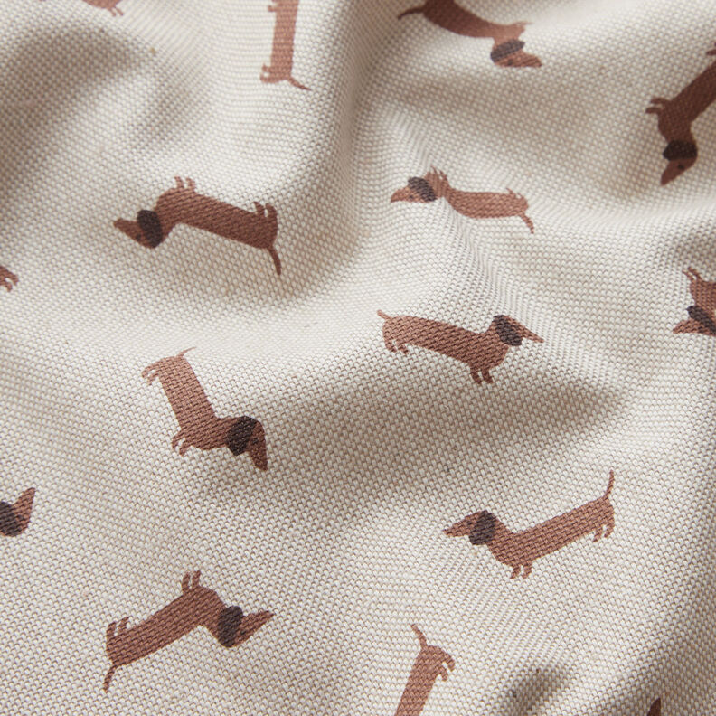 Tissu de décoration Semi-panama Teckels – nature/marron moyen, image number 2