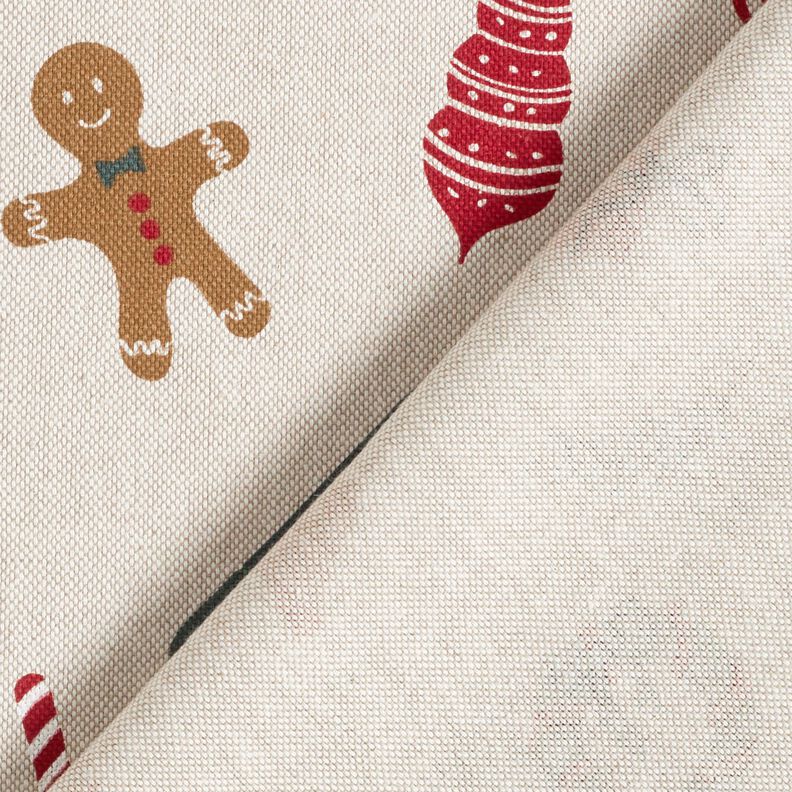 Tissu de décoration Semi-panama Décoration de Noël mélange – nature/rouge, image number 4