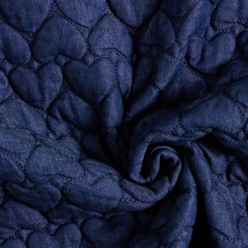 Jeans Tissu matelassé Cœurs – bleu nuit, image number 3