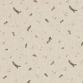 Tissu de décoration Semi-panama petites baies d'hiver – nature/carmin, 