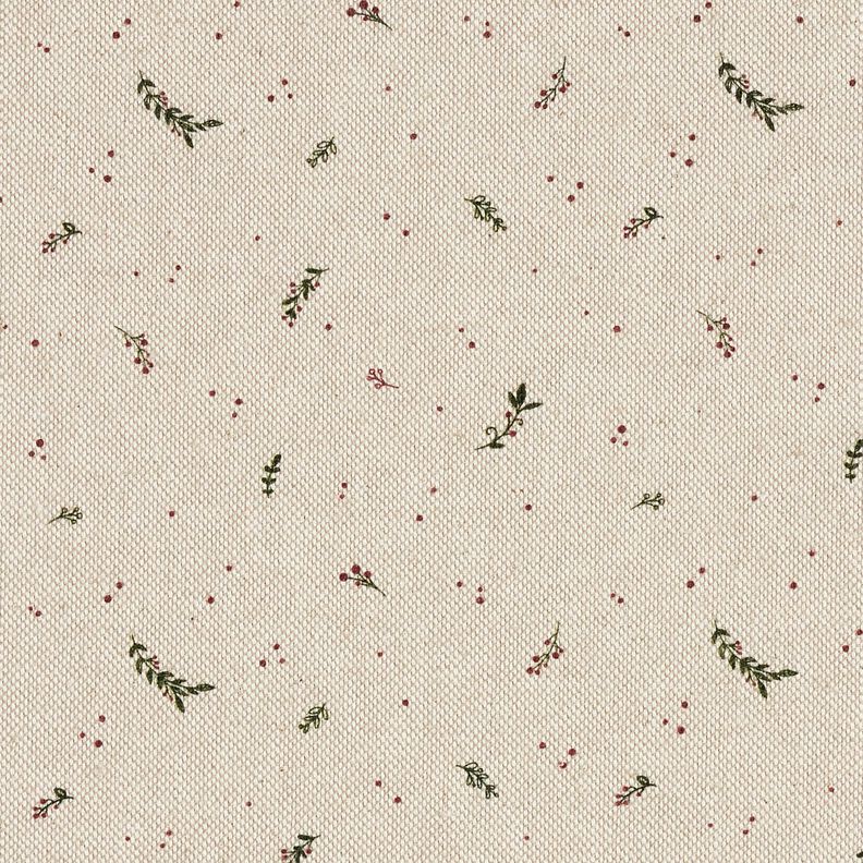 Tissu de décoration Semi-panama petites baies d'hiver – nature/carmin, image number 1