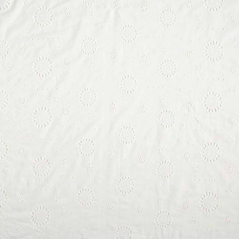 Tissu de coton Fleurs en broderie anglaise – blanc,  image number 1