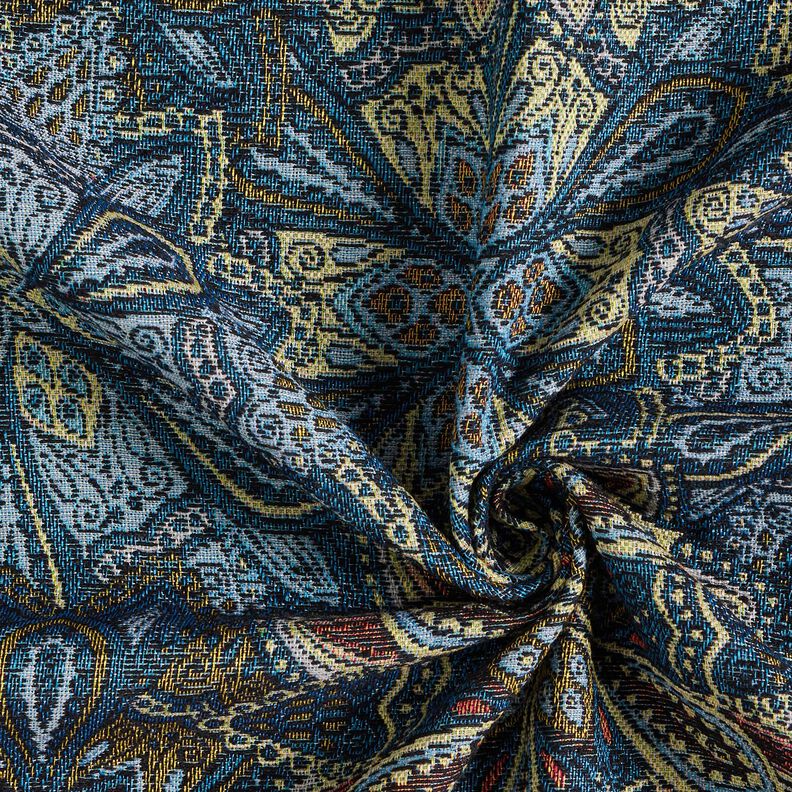 Tissu de décoration Gobelin Mandala Blumen – noir/bleu,  image number 3