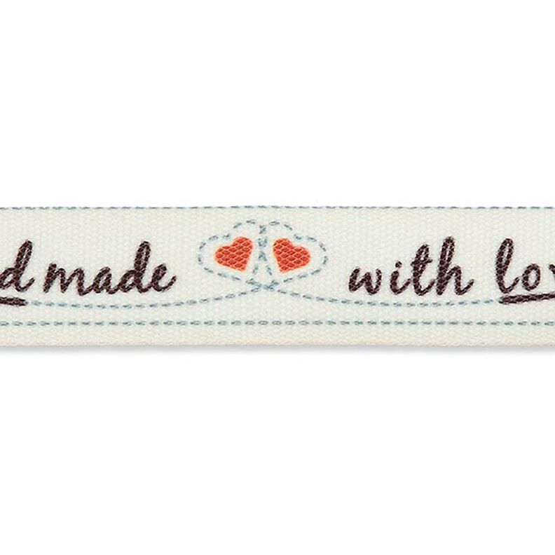 Ruban Handmade with Love [ 15 mm ] – écru/rouge,  image number 1