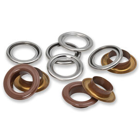 Œillets avec rondelles [15 unités | Ø 14 mm] | Prym – marron foncé/argent métallisé, 