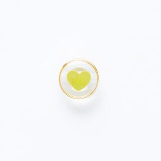 Bouton à queue cœur avec rebord doré [ Ø 11 mm ] – jaune/or, 
