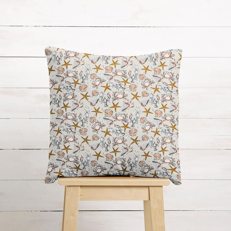 Tissu en coton Cretonne Fond marin – beige clair/jaune curry,  image number 7
