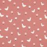 Jersey coton Oies dans la prairie fleurie | Poppy Fabrics – vieux rose foncé/blanc,  thumbnail number 1