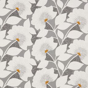 Tissu de décoration Semi-panama Grandes fleurs 280 cm – gris, 