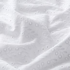 Batiste Dentelle brodée Vrilles de feuilles – blanc, 