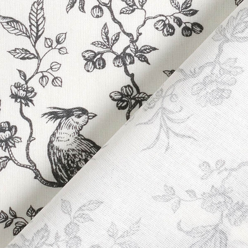 Tissu en coton Cretonne Oiseaux – gris schiste/écru,  image number 4