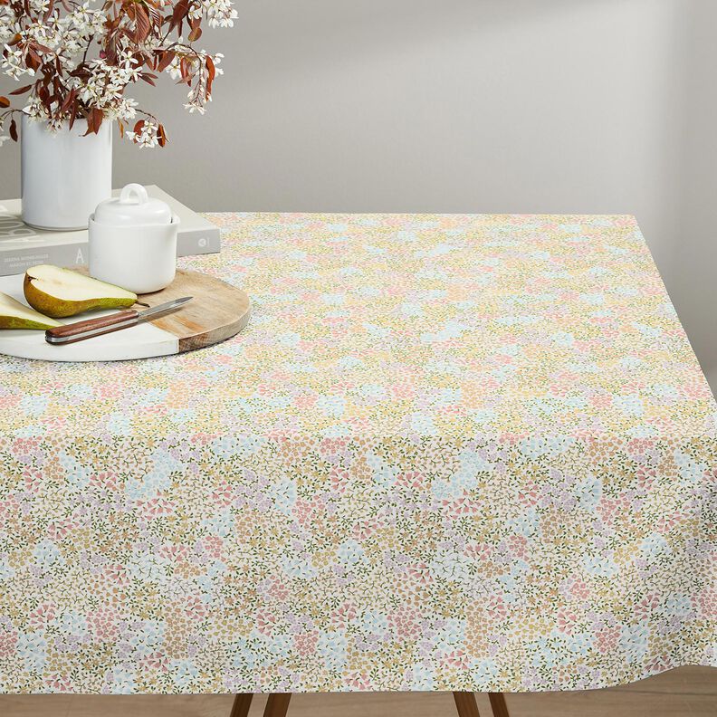 Tissu de décoration Semi-panama Fleurettes colorées – ivoire/rose, image number 7