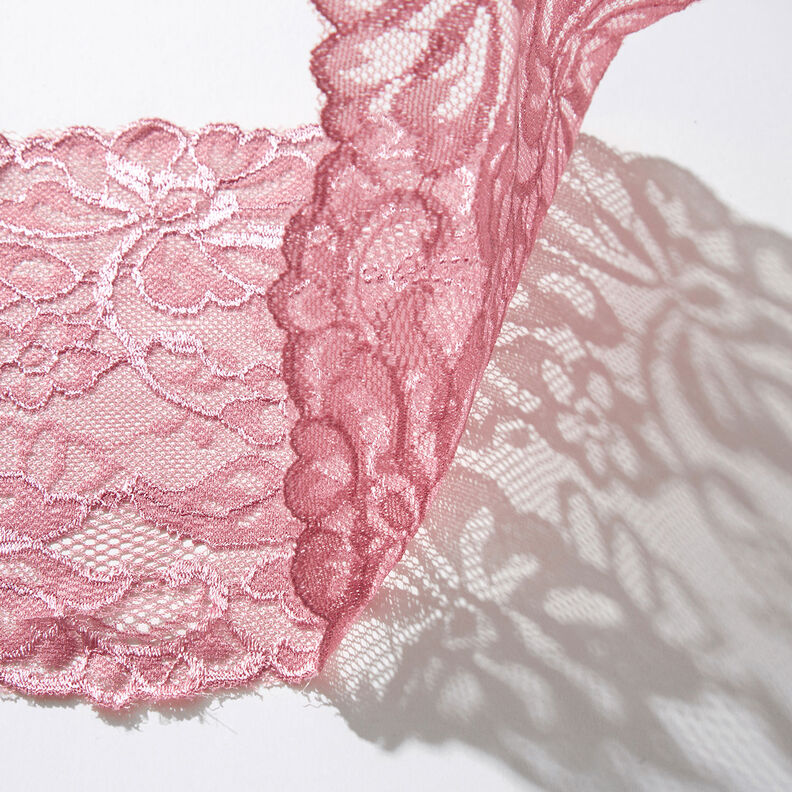 Dentelle élastique [150 mm] – vieux rose,  image number 2