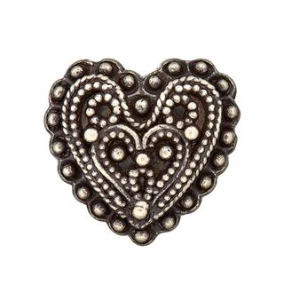 Bouton folklorique moyenâgeux Cœur - argent vieilli, 
