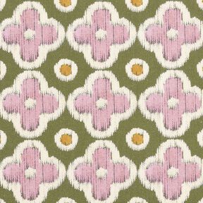 Tissu de décoration Canvas Aspect broderie – pin/vieux rose clair, 