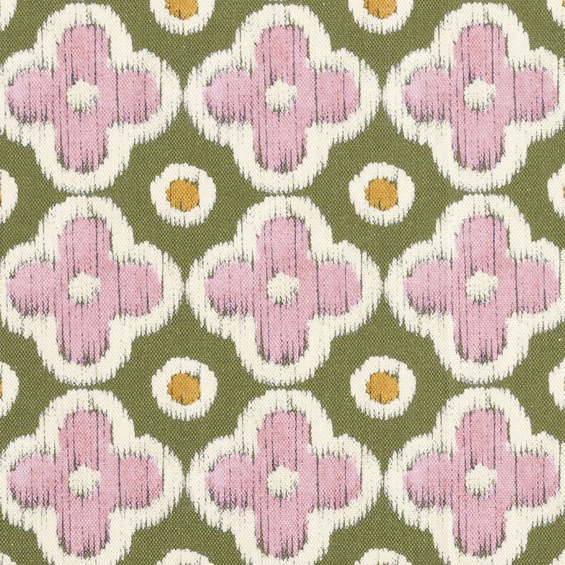 Tissu de décoration Canvas Aspect broderie – pin/vieux rose clair, image number 1