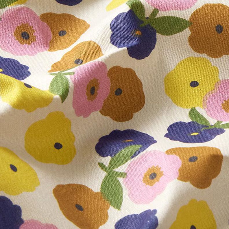 Tissu en coton Cretonne Fleurs rondes – crème/lilas pastel,  image number 2