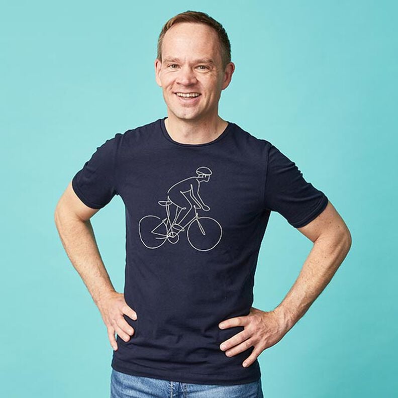 Jersey coton Medium uni – bleu nuit,  image number 3