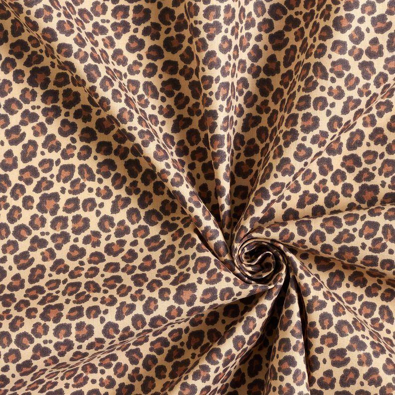 Tissu en coton Cretonne Petit imprimé léopard – beige/marron, image number 3