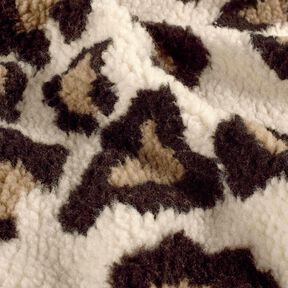 Tissu Sherpa pour peluche avec imprimé léopard – amande/noir, 