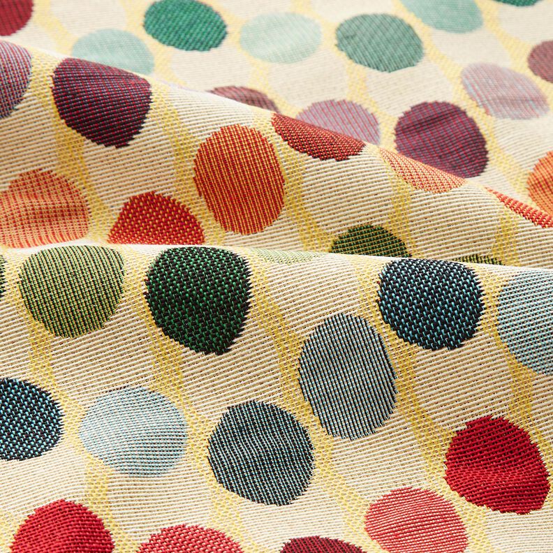 Tissu de décoration Gobelin Vagues en pointillés – beige clair/bleu, image number 2