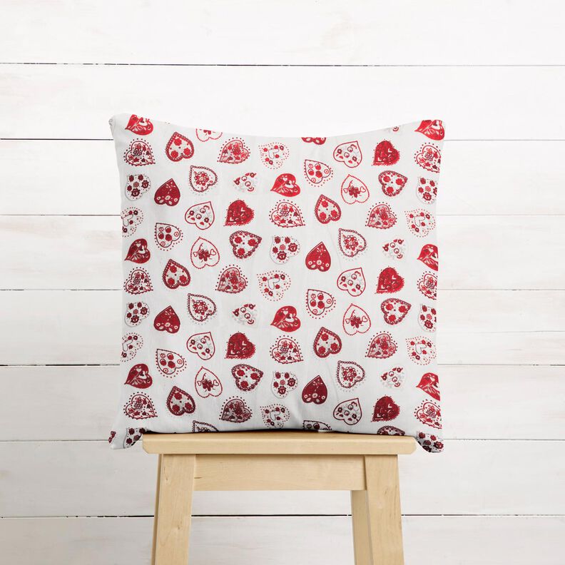 Tissu en coton Cretonne Petits cœurs – blanc/rouge foncé,  image number 5