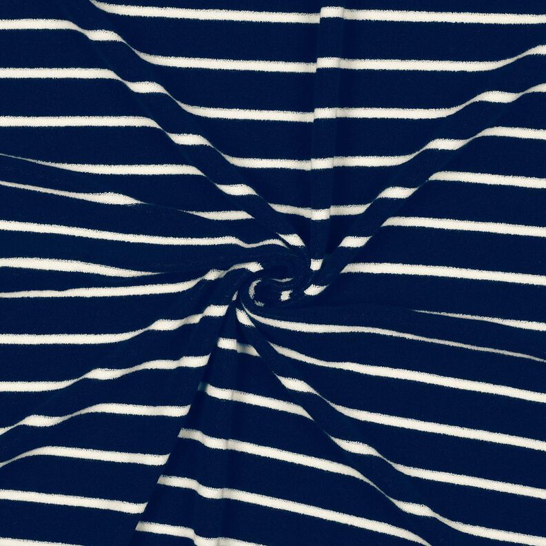 Jersey éponge rayures – bleu nuit/ivoire,  image number 3