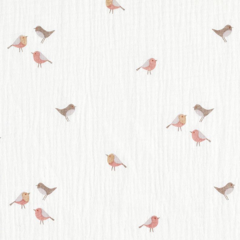 Tissu double gaze de coton Petits oiseaux – ivoire, image number 5