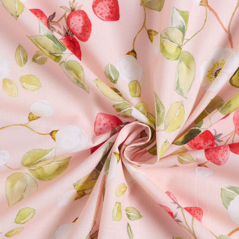 Tissu en coton Popeline Fleurs de fraisier – rosé/rouge,  image number 3