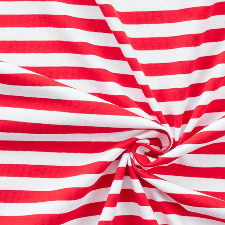 Jersey coton Rayures larges – rouge/blanc, image number 3