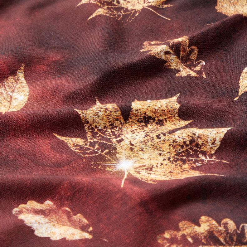 French Terry Automne doré | Glitzerpüppi – bordeaux/or, image number 7