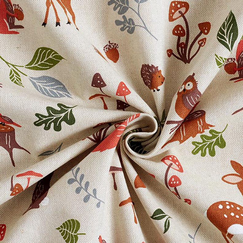 Tissu de décoration Semi-panama animaux de la forêt – nature,  image number 4