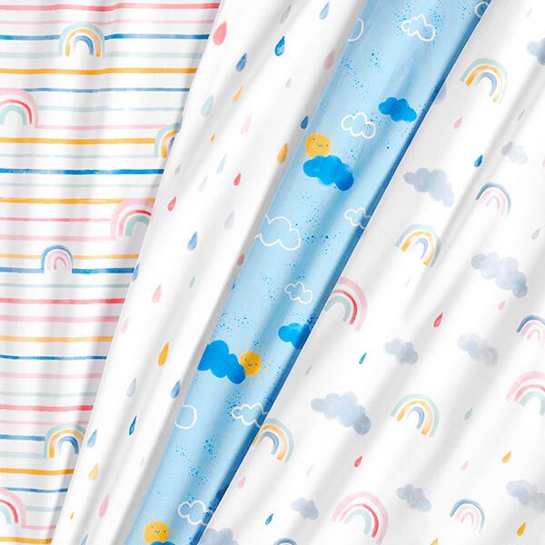 GOTS Jersey coton Monde arc-en-ciel aquarelle | Tula – blanc, image number 6