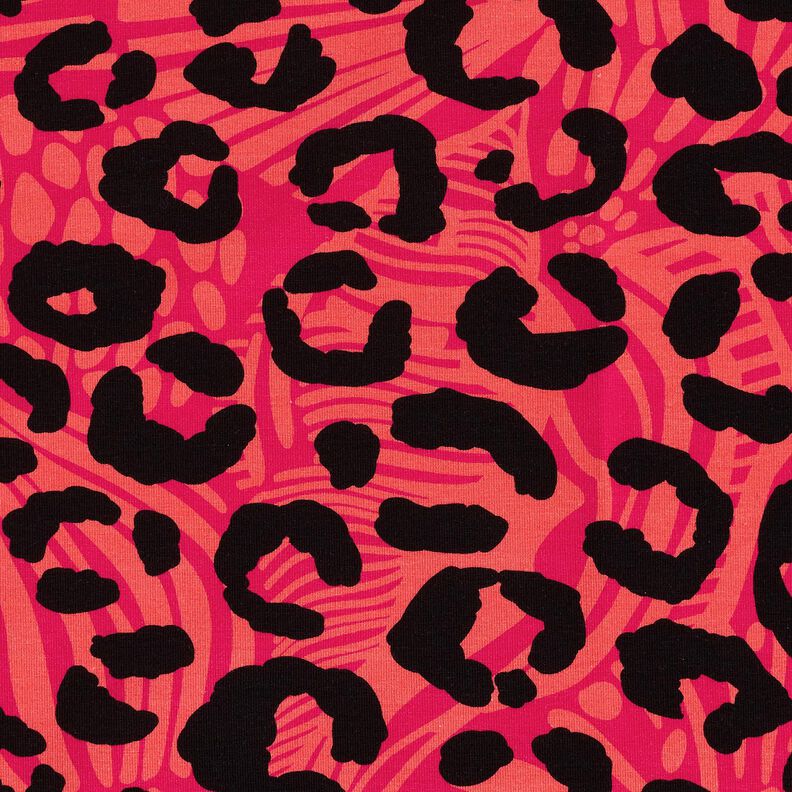 French Terry Sweat d’été Lion et fleurs – rose vif/orange, image number 5