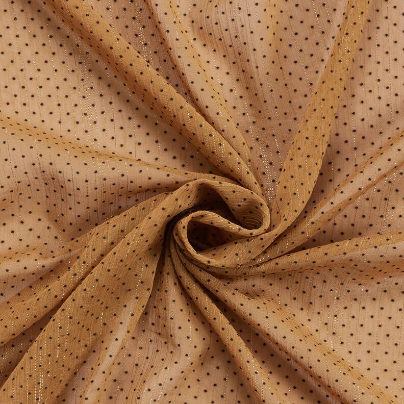 Mousseline Rayures et pois pailletés – brun faon, image number 3