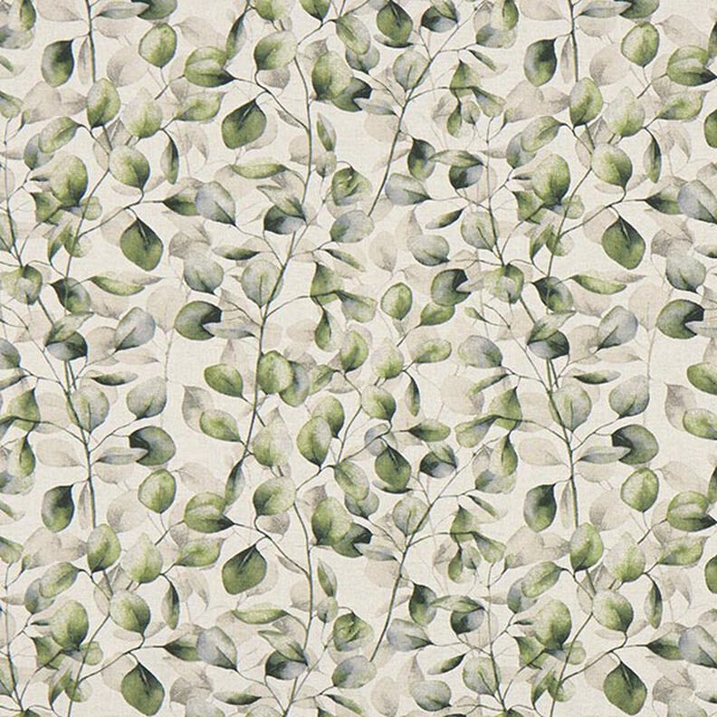 Tissu de décoration Semi-panama feuilles de peuplier – nature/olive foncé, image number 1