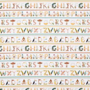 Tissu en coton Popeline Lettres d’animaux – blanc, 