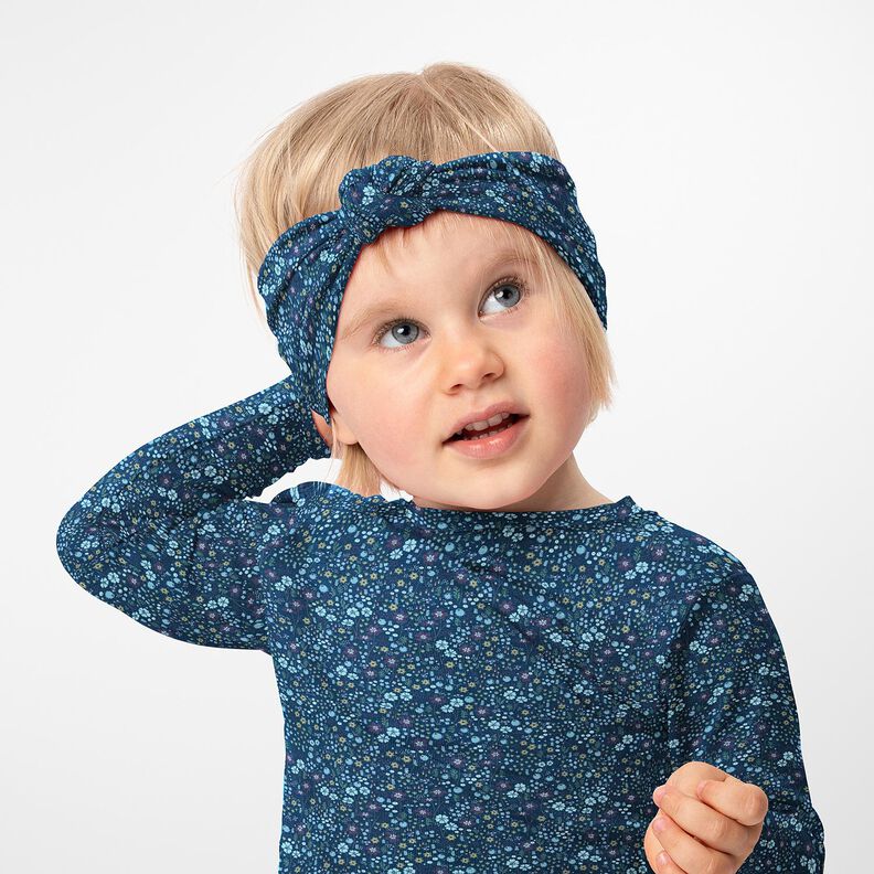 Jersey coton prairie fleurie au milieu de la forêt Impression numérique – bleu nuit,  image number 5