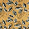 Jersey viscose grandes feuilles d'automne – jaune curry/gris schiste,  thumbnail number 1