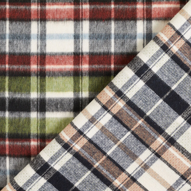 Tissu pour manteau double face Carreaux écossais – gris/carmin,  image number 1